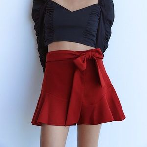 Zara Red Bow Trim Skort❤️